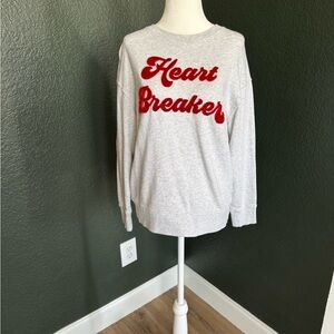 Gray Sweatshirt with Red 'Heart Breaker' Text
